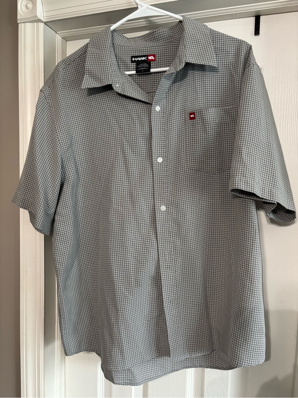 Tony Hawk Men's Short-Sleeve Gray Micro-Check Button-Down Shirt